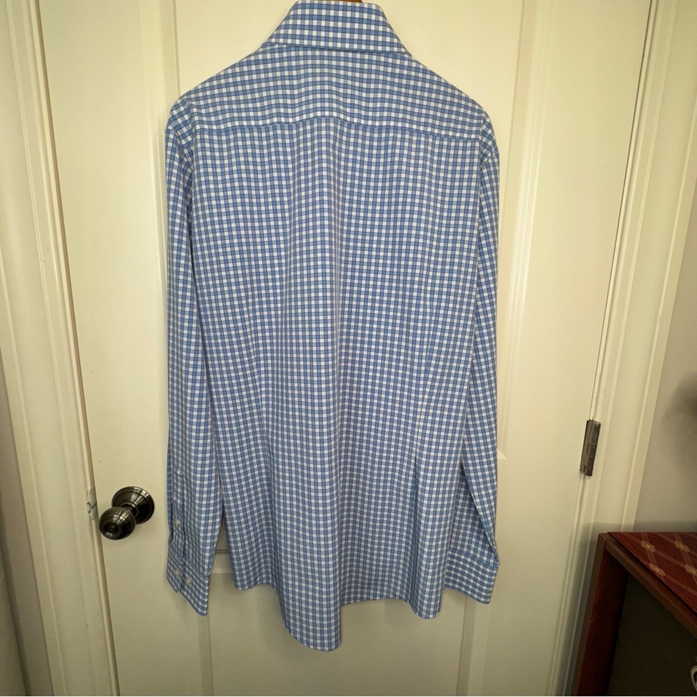 Mizzen+Main Men's Performance Shirt Blue Alexander Checkered Shirt XL Trim Fit - Picture 6 of 14